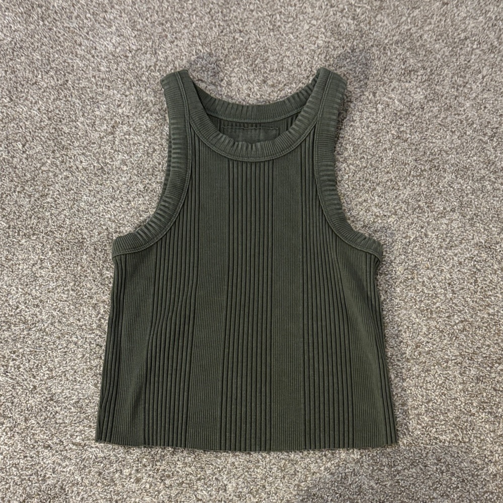 Aerie Ribbed Dark Green Tank Top